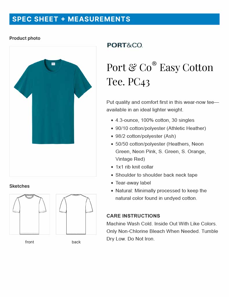 Cheetahs Team Soccer T-Shirt Port & Co Easy Cotton Tee
