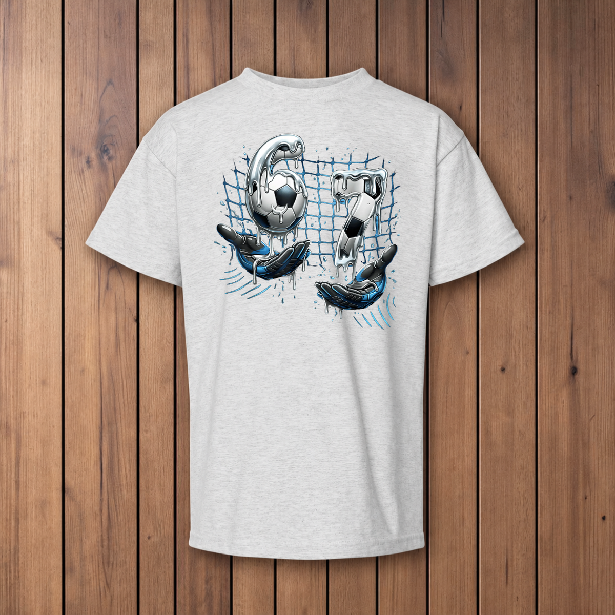6 7 Soccer Youth T-Shirt - Ash