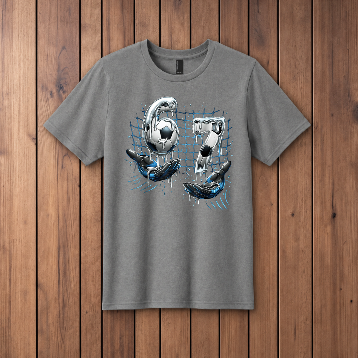 6 7 Soccer Youth T-Shirt - Medium Grey
