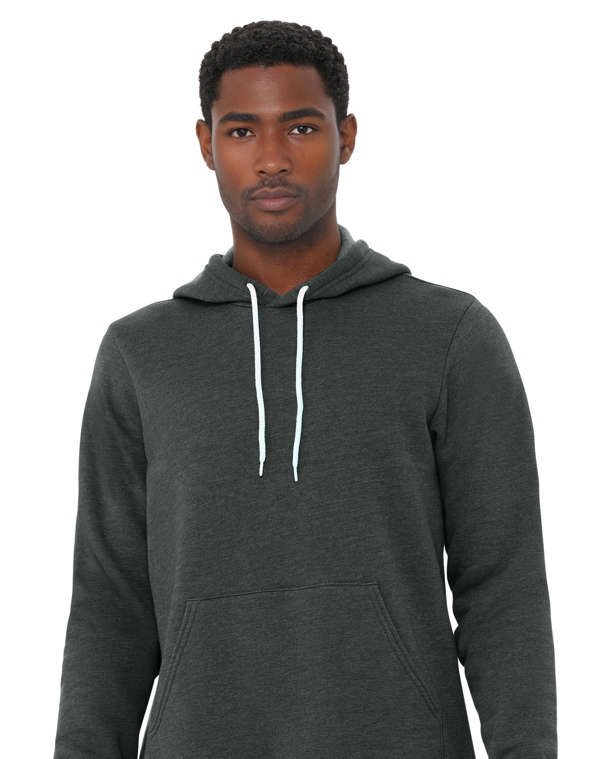 BELLA+CANVAS 3719 Dark Grey Heather model front on white