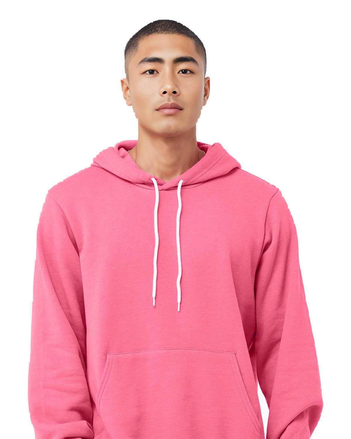 BELLA+CANVAS 3719 Heather Charity Pink model front on white