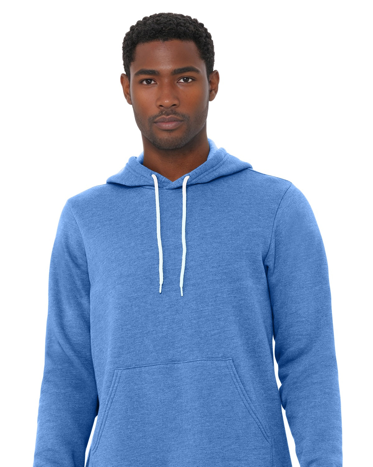 BELLA+CANVAS 3719 Heather Columbia Blue model front on white