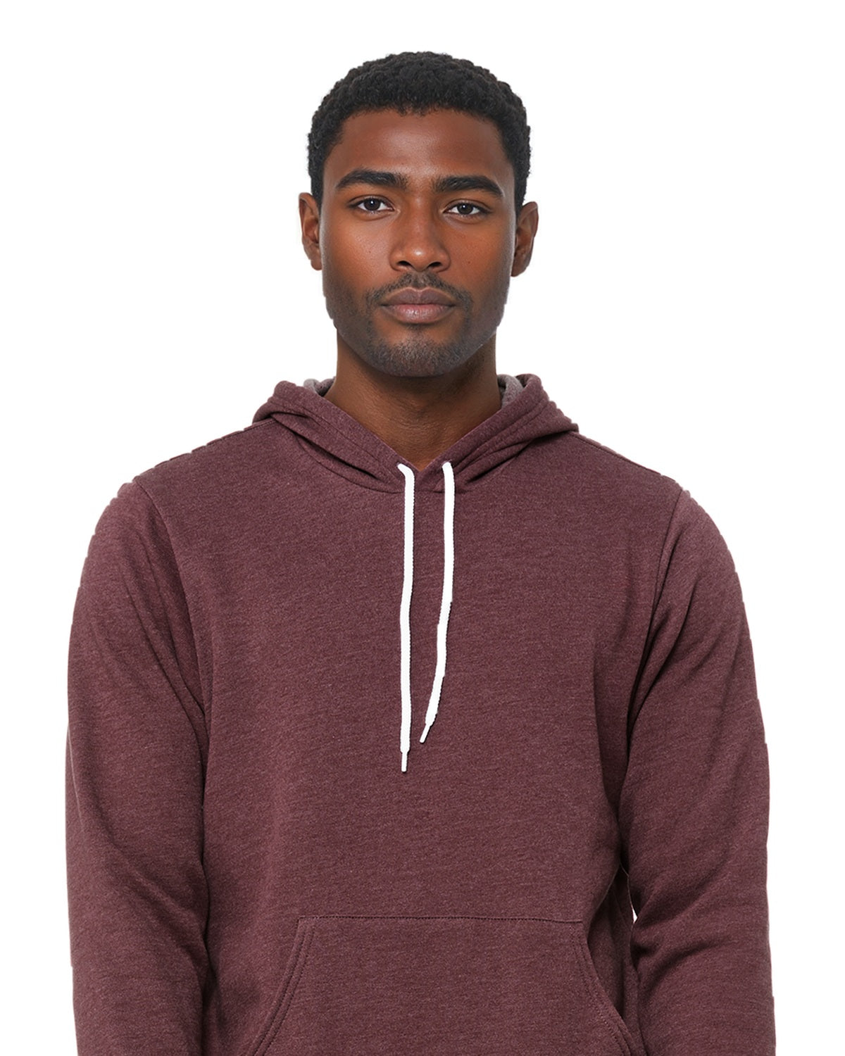 BELLA+CANVAS 3719 Heather Maroon model front on white