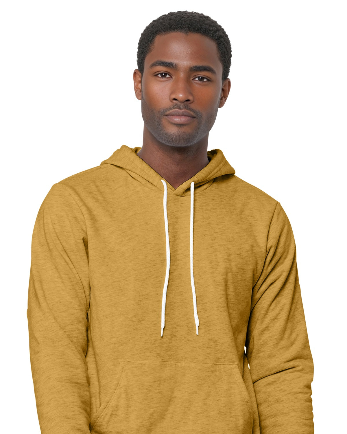 BELLA+CANVAS 3719 Heather Mustard model front on white