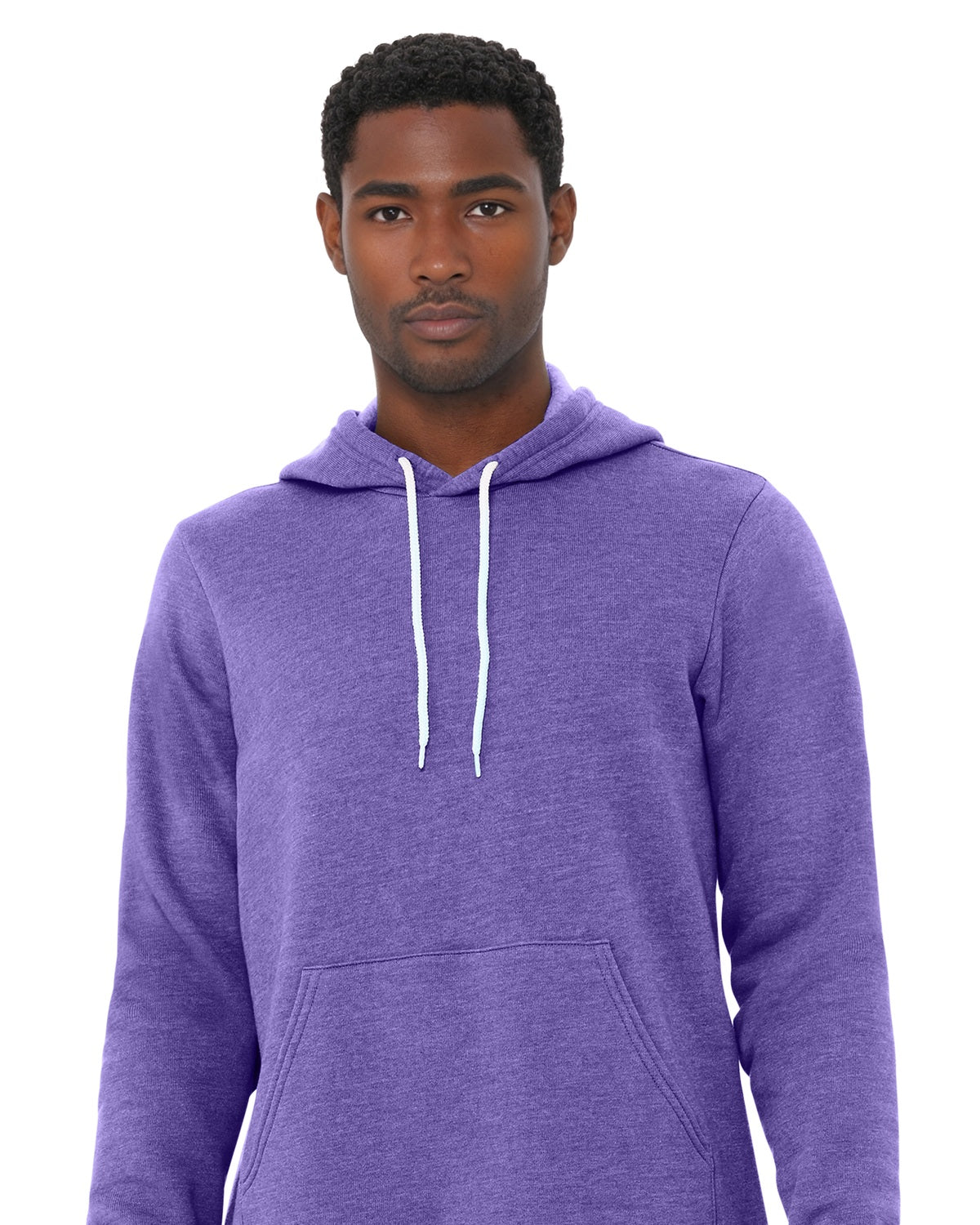 BELLA+CANVAS 3719 Heather Team Purple model front on white