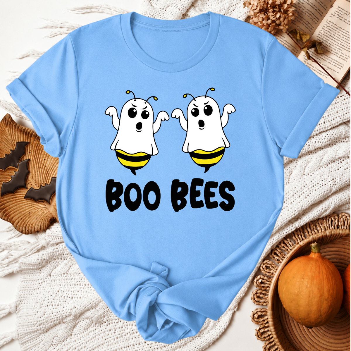 Boo Bees Halloween T-Shirt - Carolina Blue
