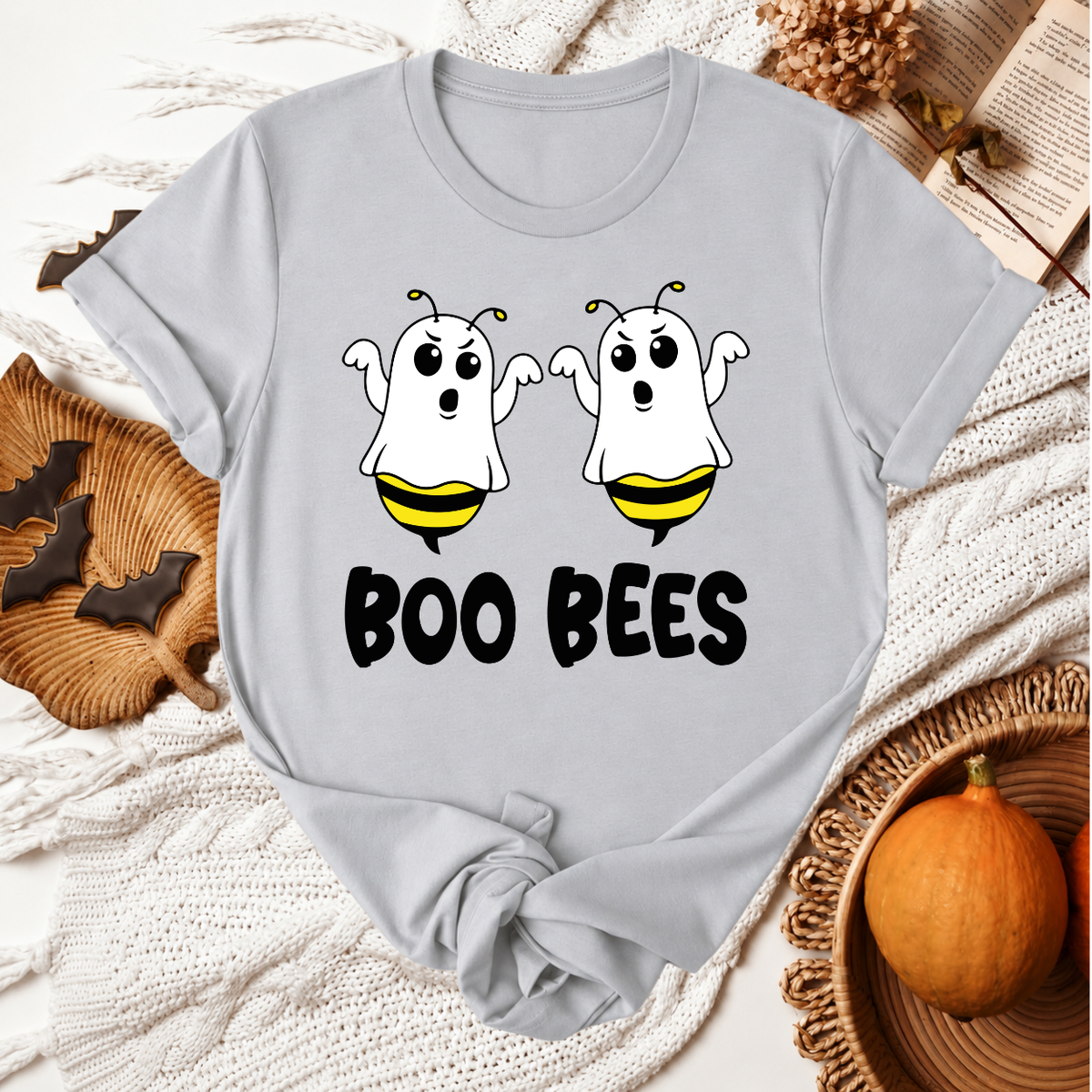 Boo Bees Halloween T-Shirt - Silver