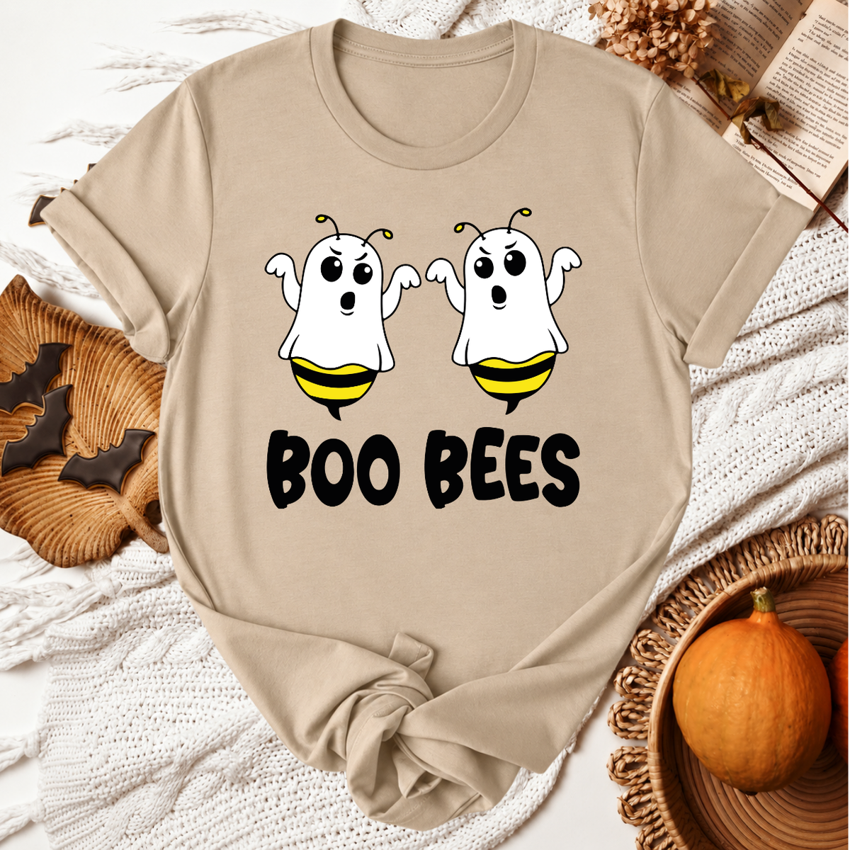 Boo Bees Halloween T-Shirt - Tan