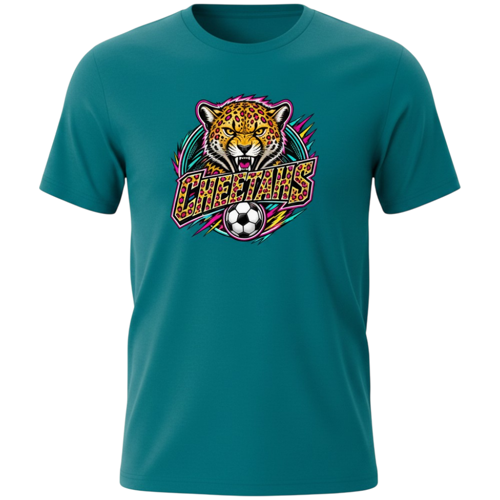 Cheetahs Team Soccer T-Shirt Port & Co Easy Cotton Tee