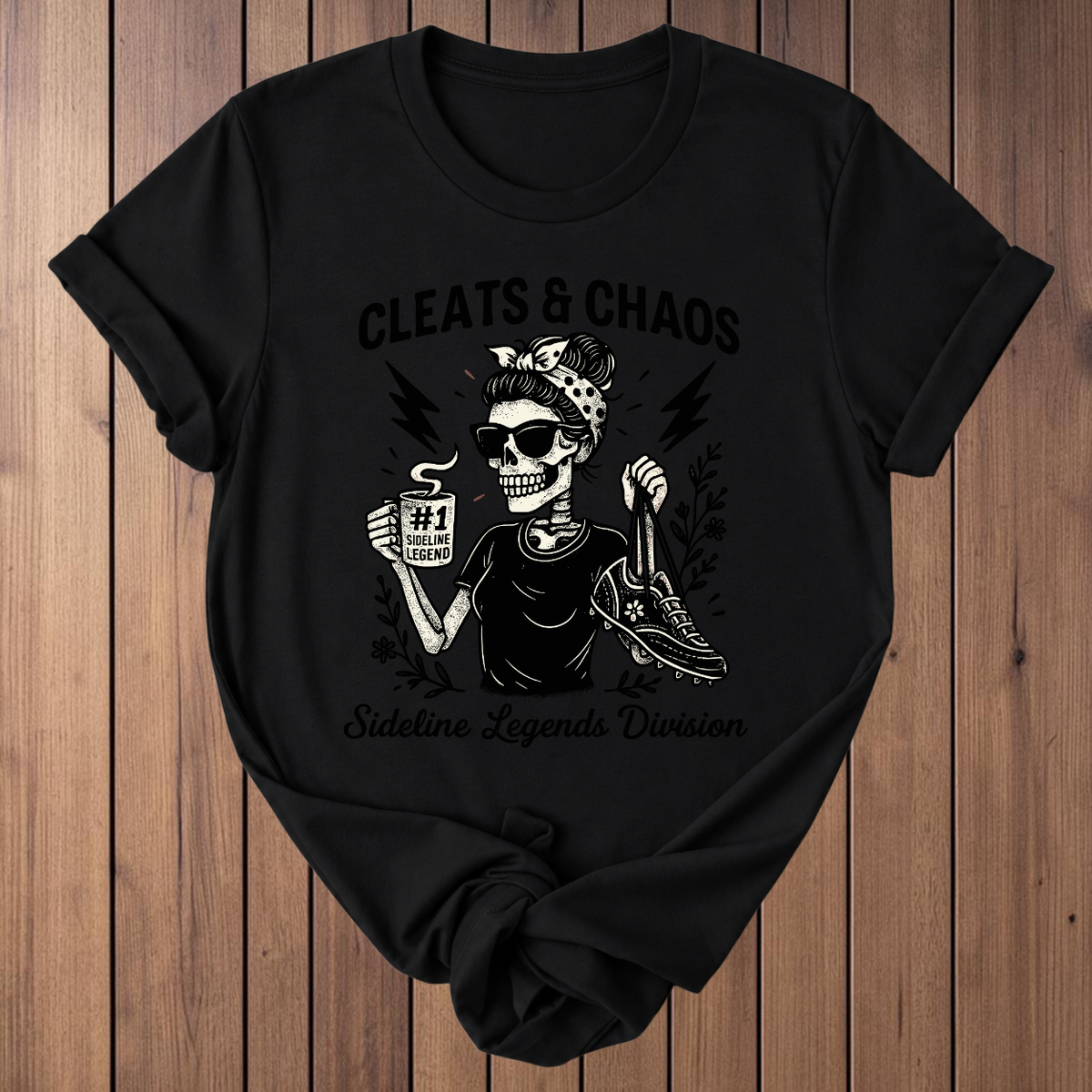 Cleats & Chaos soccer t-shirt in Black