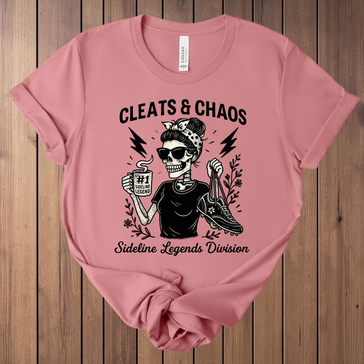 Cleats & Chaos soccer t-shirt in Mauve