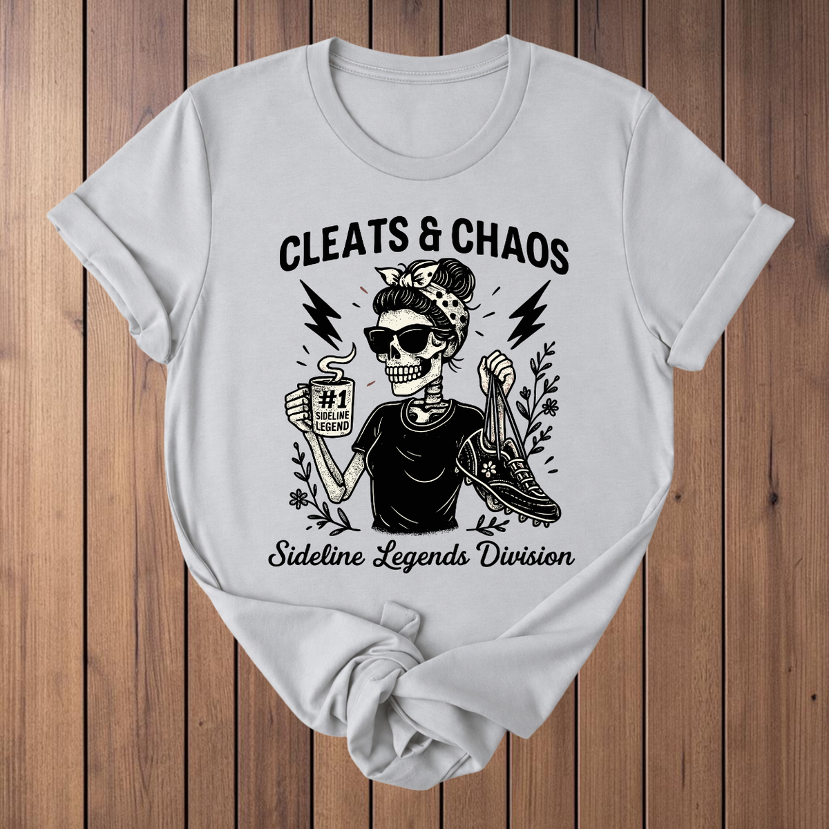 Cleats & Chaos soccer t-shirt in Silver