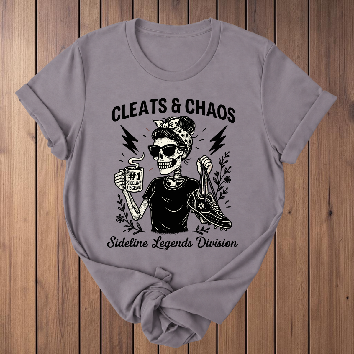 Cleats & Chaos soccer t-shirt in Storm