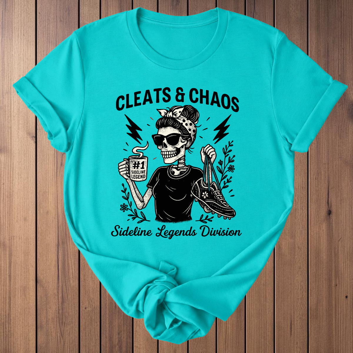 Cleats & Chaos soccer t-shirt in Teal