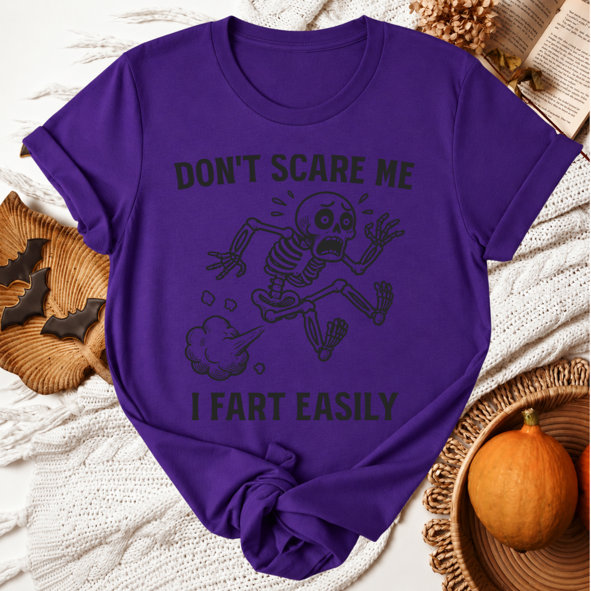 Don't Scare Me I Fart Easily Halloween T-Shirt - Team Purple