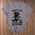 Feral Soccer Mom Raccoon t-shirt in Storm