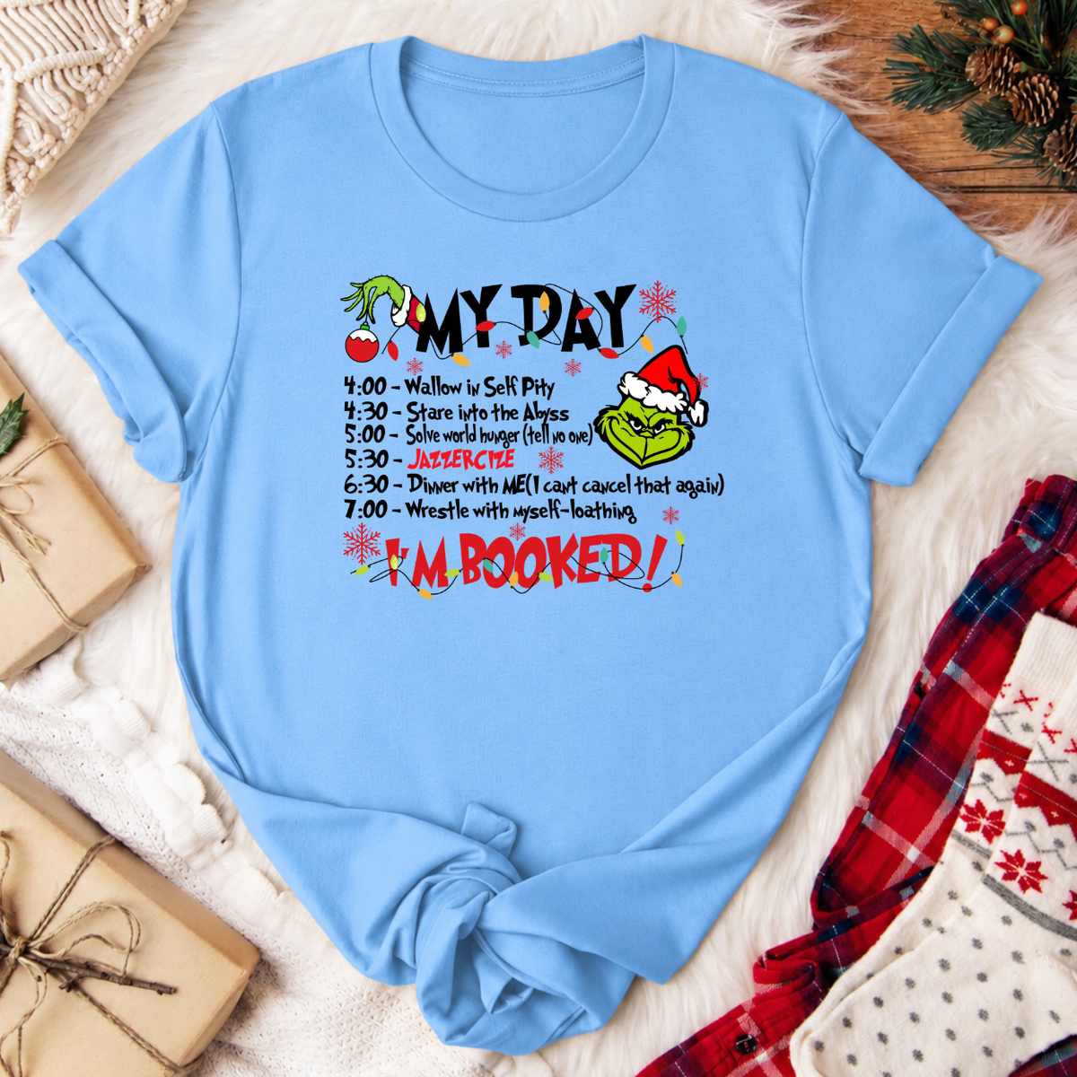 Grinch My Day Christmas T-Shirt - Carolina Blue