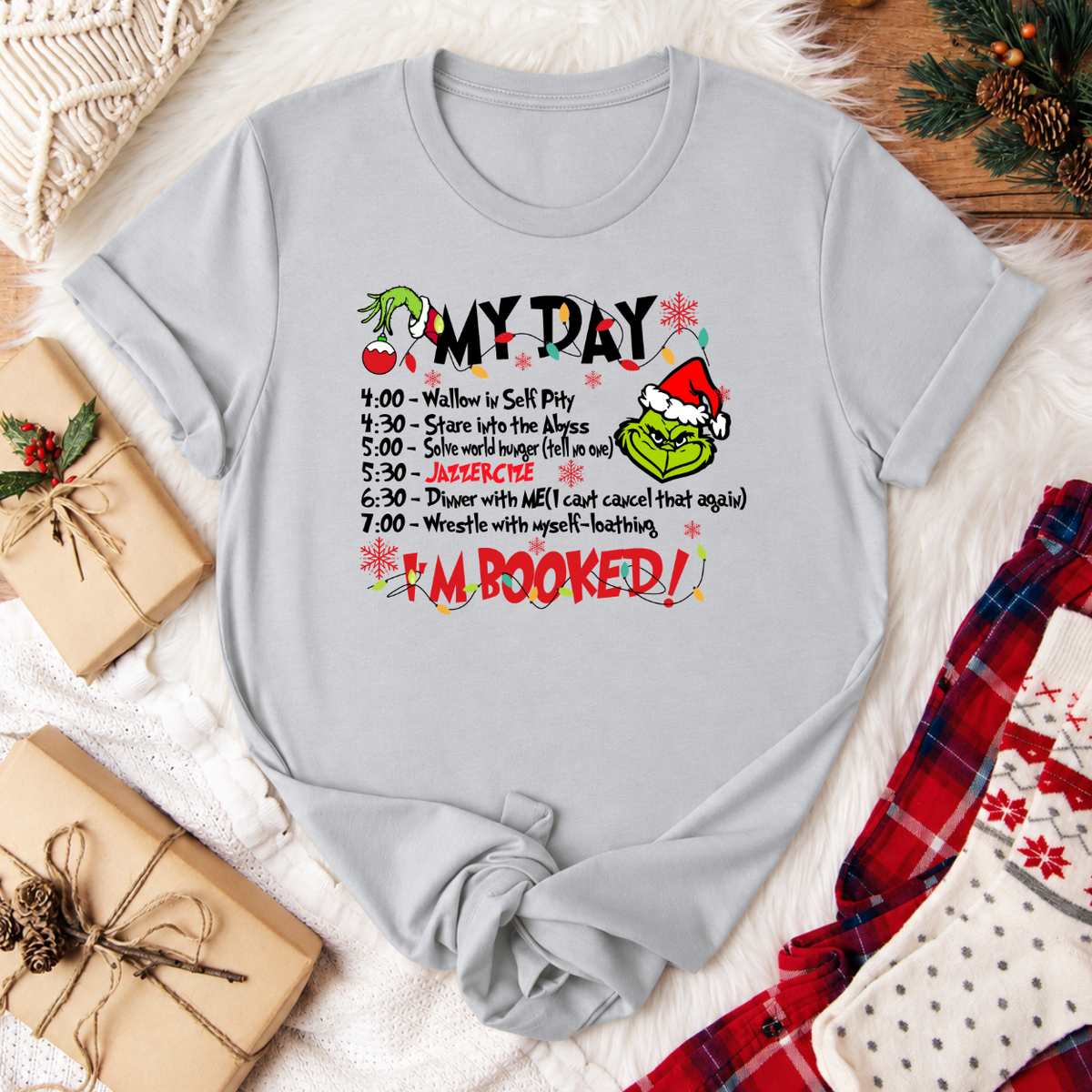 Grinch My Day Christmas T-Shirt - Silver