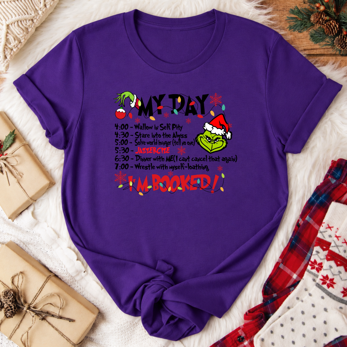 Grinch My Day Christmas T-Shirt - Team Purple