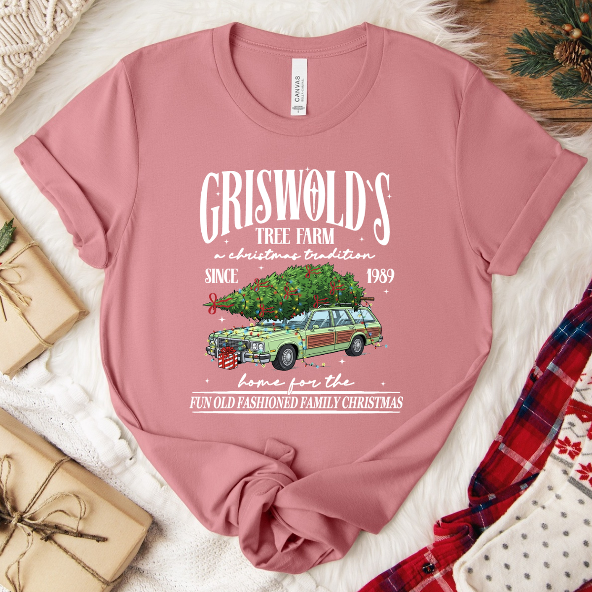 Griswold's Tree Farm Christmas T-Shirt - Mauve