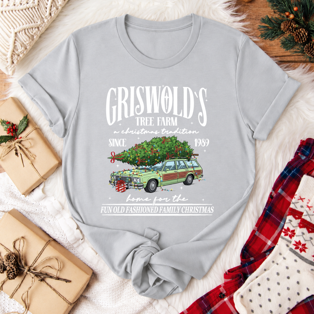 Griswold's Tree Farm Christmas T-Shirt - Silver