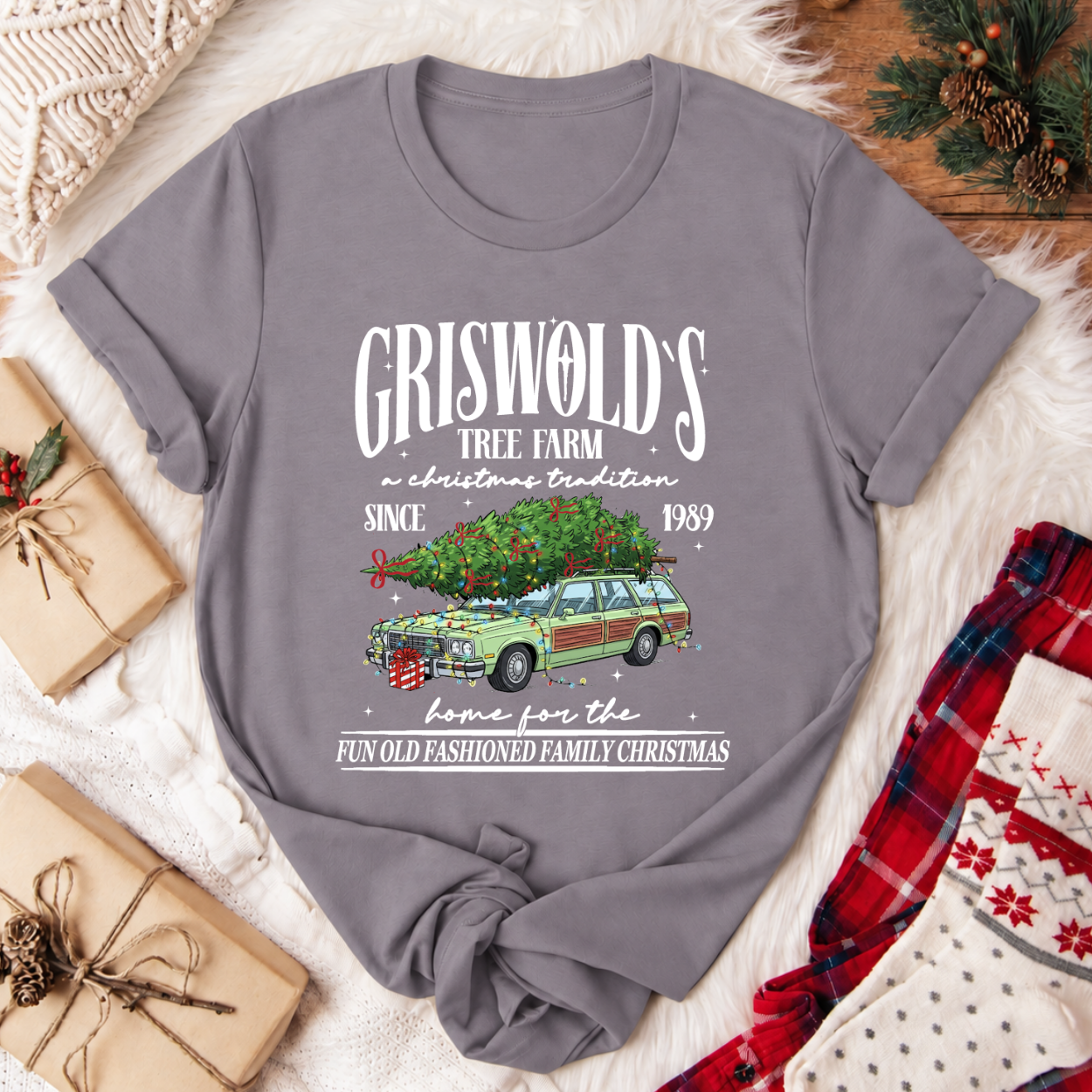 Griswold's Tree Farm Christmas T-Shirt - Storm