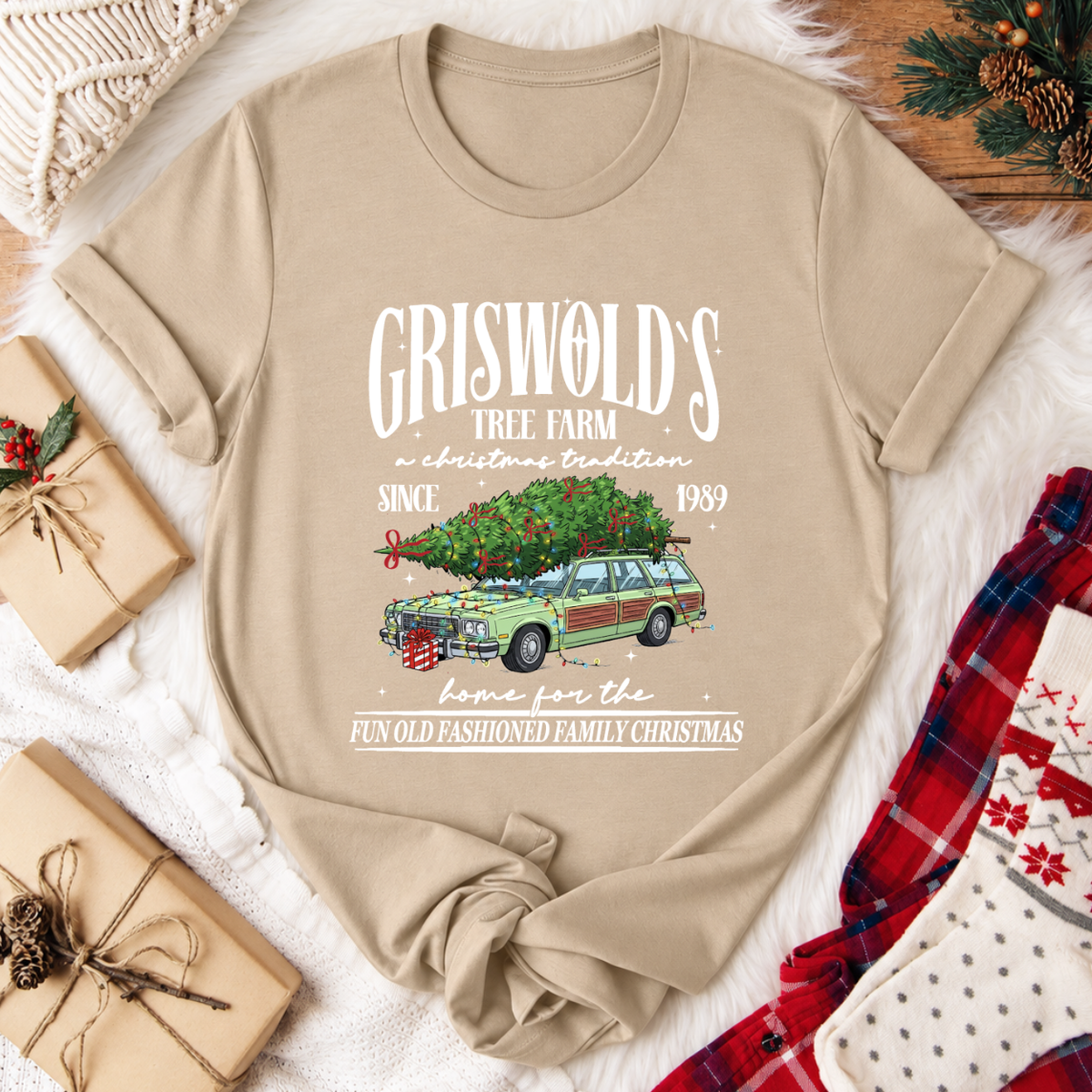 Griswold's Tree Farm Christmas T-Shirt - Tan