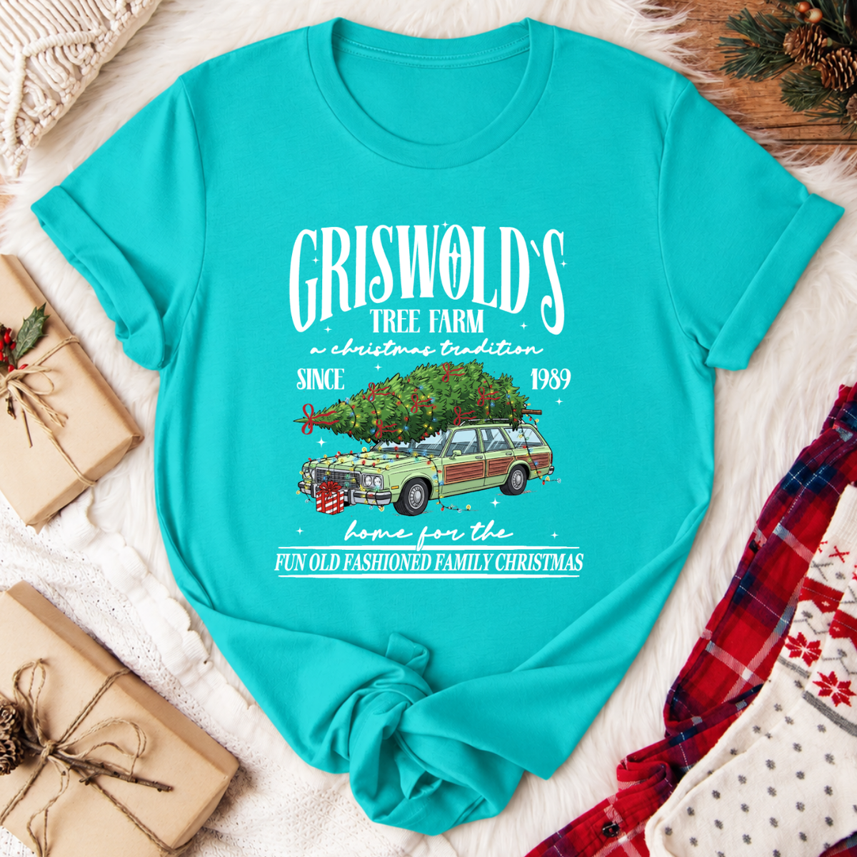 Griswold's Tree Farm Christmas T-Shirt - Teal