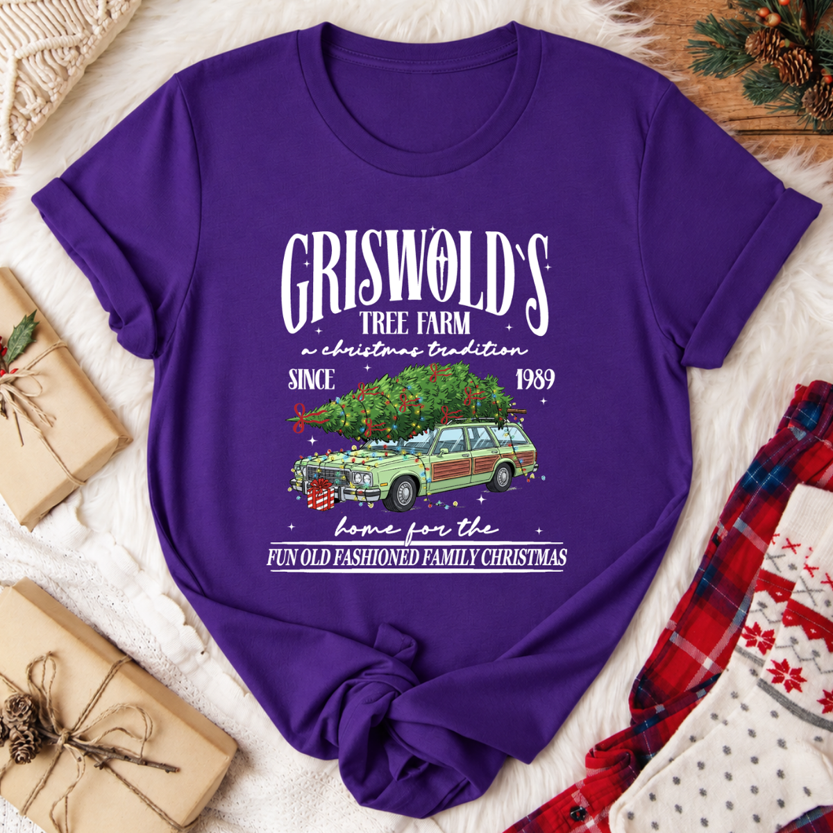 Griswold's Tree Farm Christmas T-Shirt - Team Purple