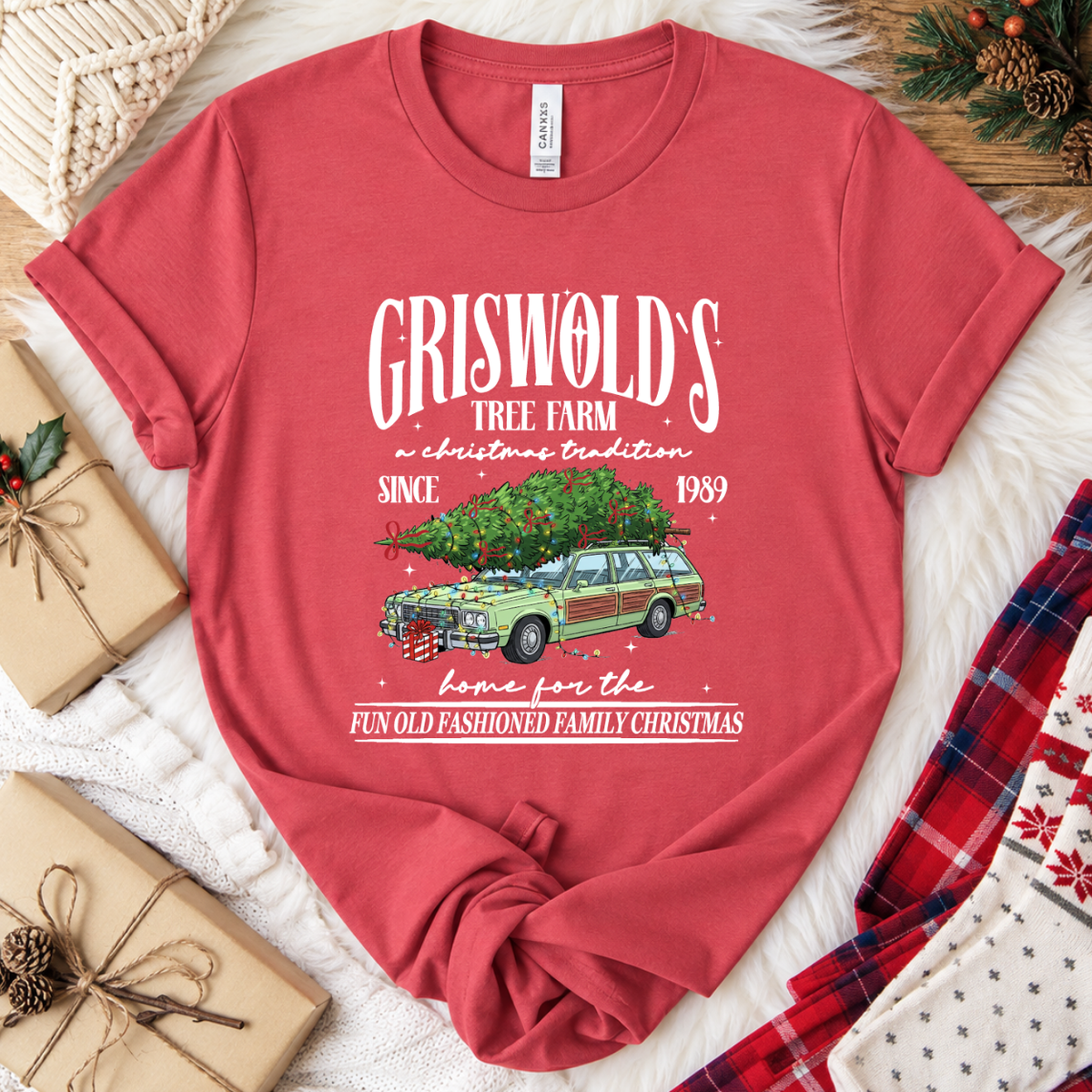 Griswold's Tree Farm Christmas T-Shirt - Vintage Red
