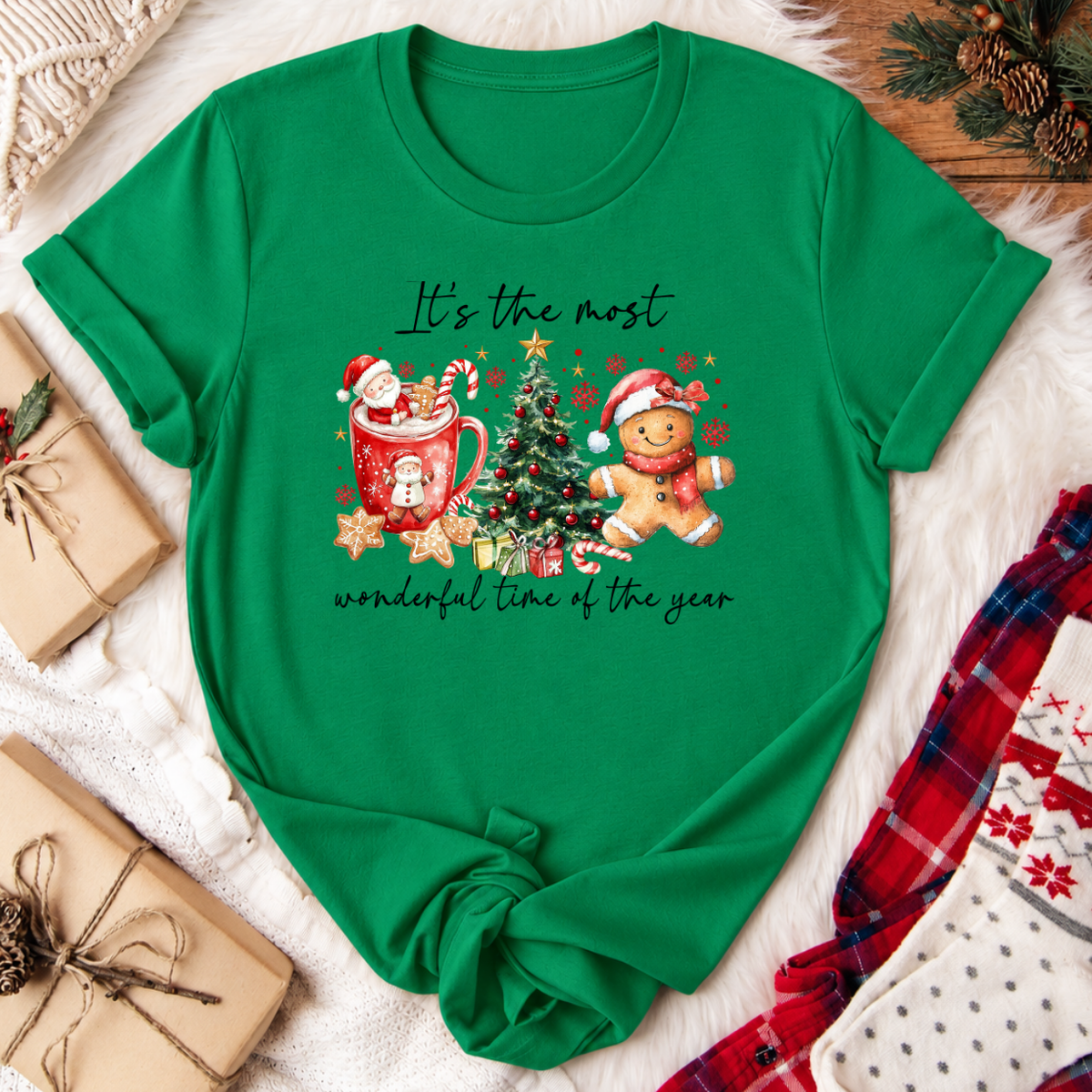 It's the Most Wonderful Time of the Year Christmas T-Shirt - Kelly Green
