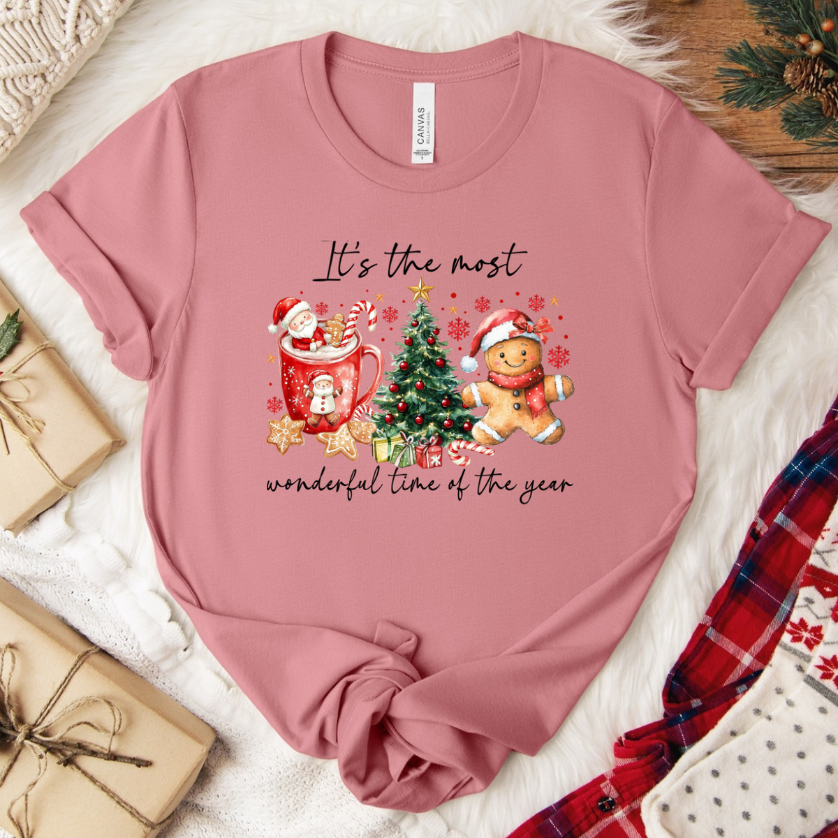 It's the Most Wonderful Time of the Year Christmas T-Shirt - Mauve