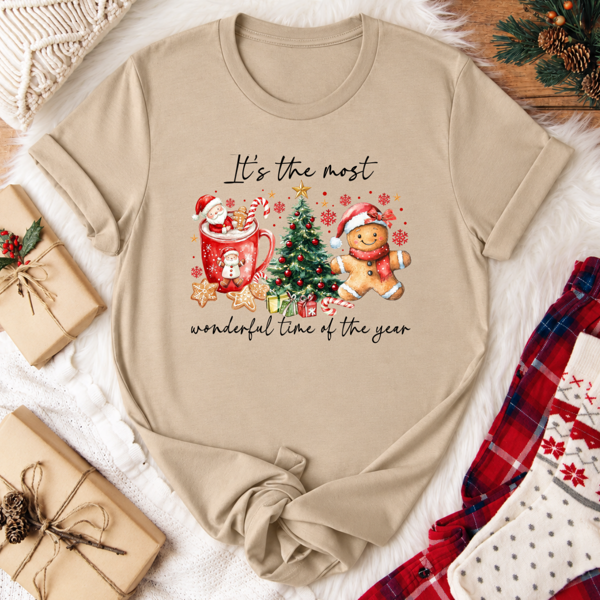 It's the Most Wonderful Time of the Year Christmas T-Shirt - Tan