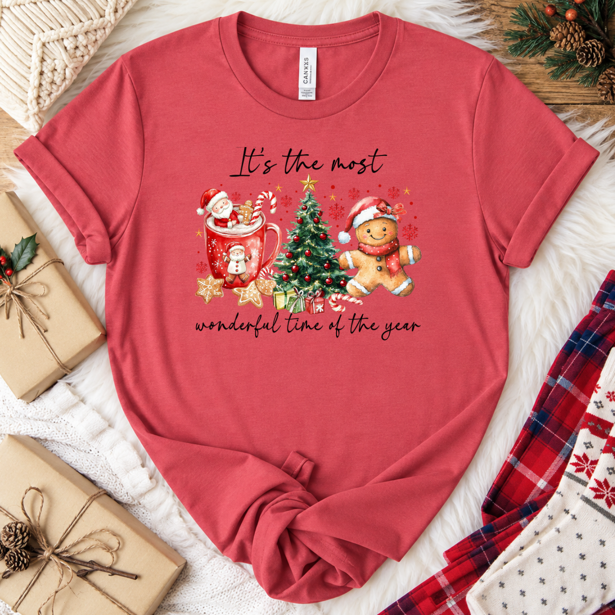 It's the Most Wonderful Time of the Year Christmas T-Shirt - Vintage Red