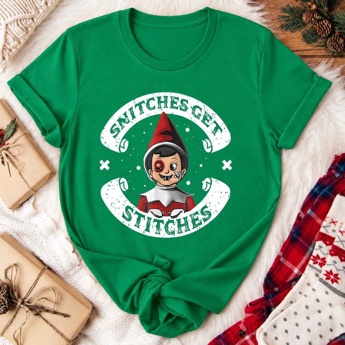 Snitches Get Stitches Christmas T-Shirt