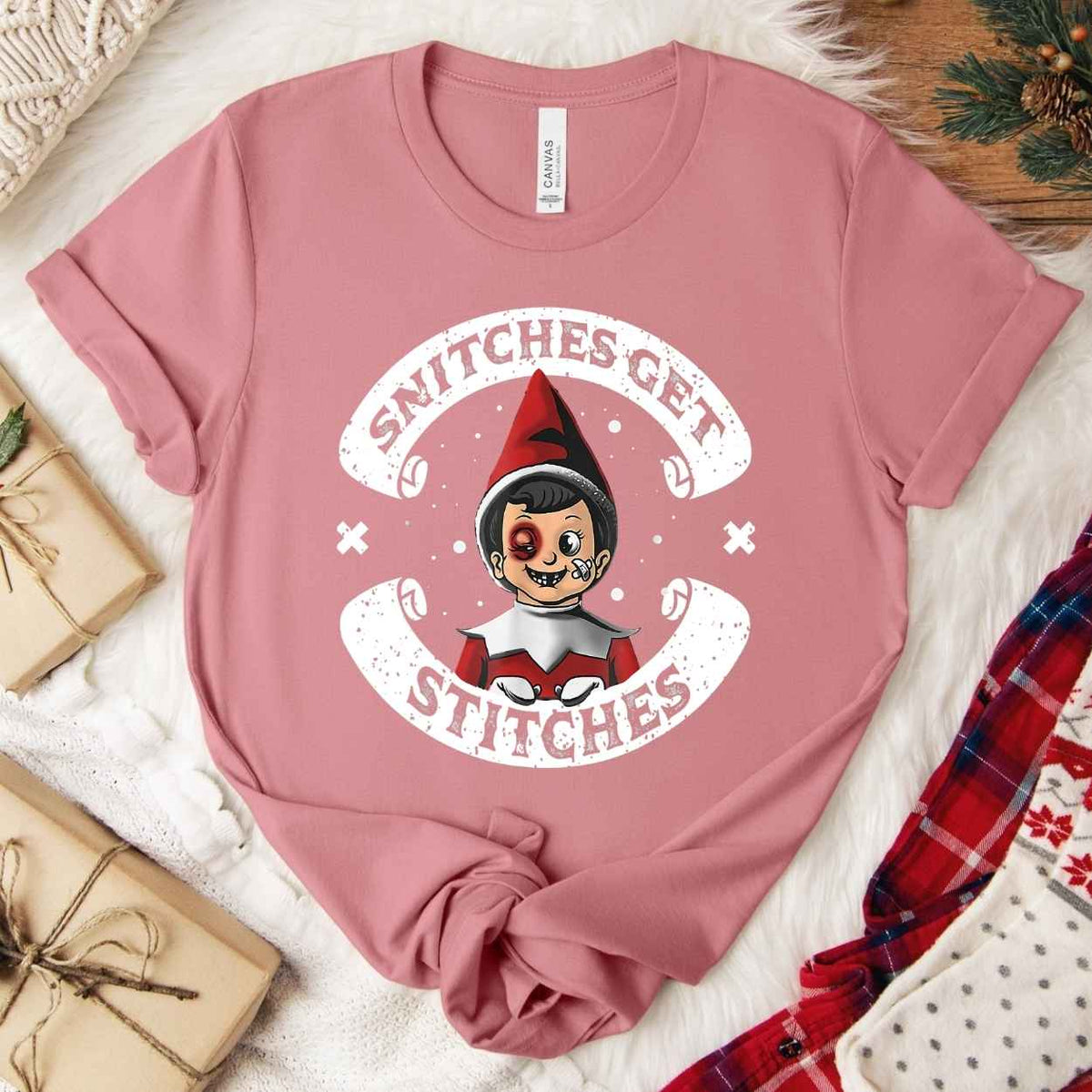 Snitches Get Stitches Christmas T-Shirt