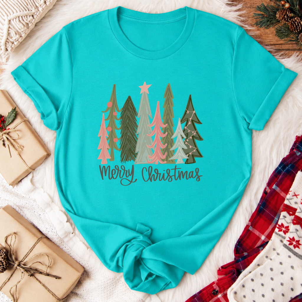Merry Christmas Tree T-Shirt - Teal