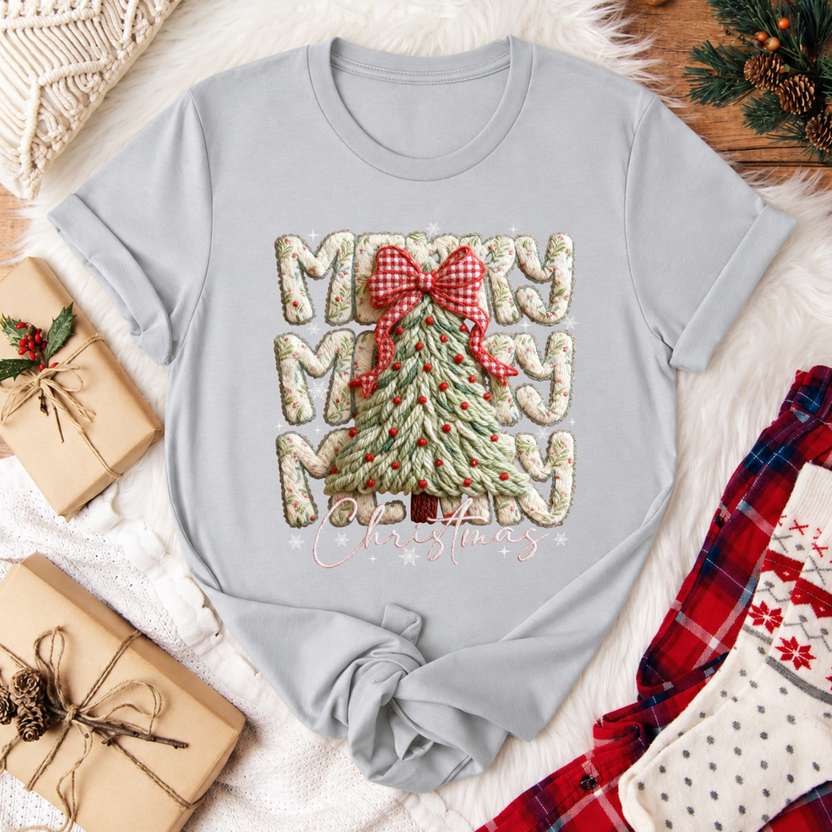 Merry Merry Christmas T-Shirt - Silver