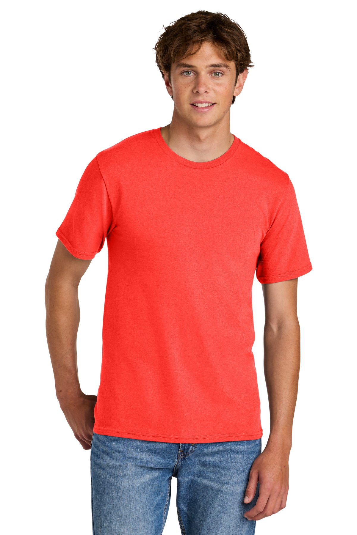 Port & Co PC43 Neon Electric Coral official manufacturer model front