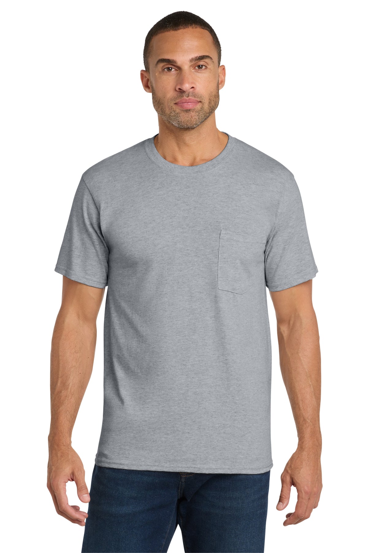 Port & Co PC54P Athletic Heather model front