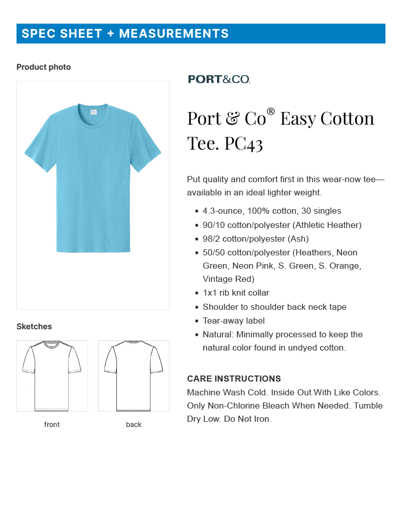 Cheetahs Team Soccer T-Shirt Port & Co Easy Cotton Tee