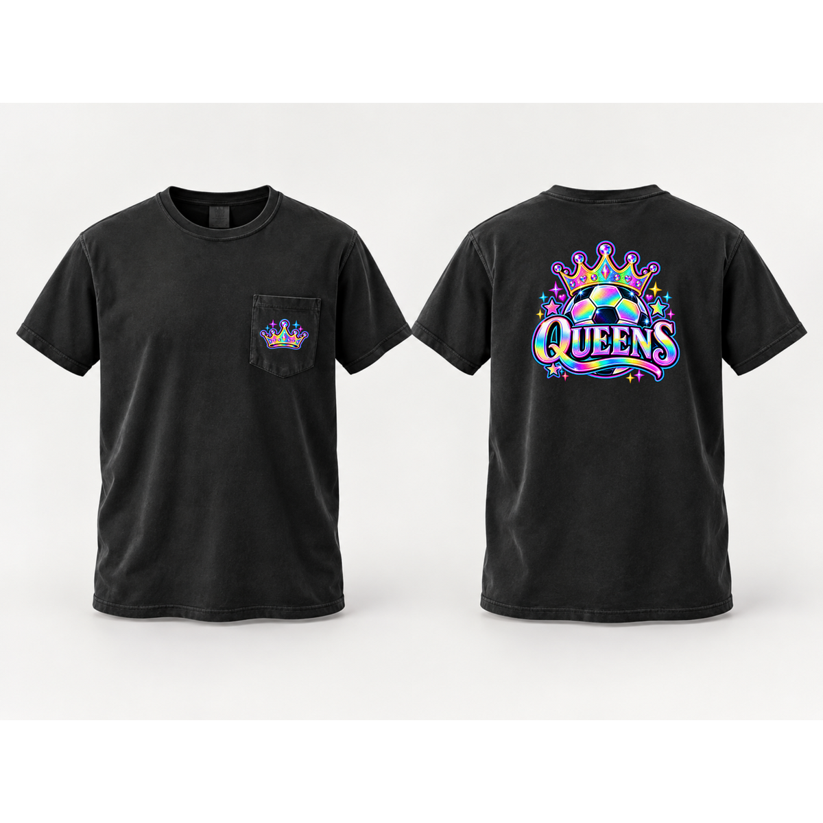 Queens Team Soccer Pocket T-Shirt Comfort Colors 6030