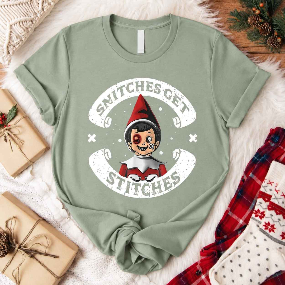 Snitches Get Stitches Christmas T-Shirt