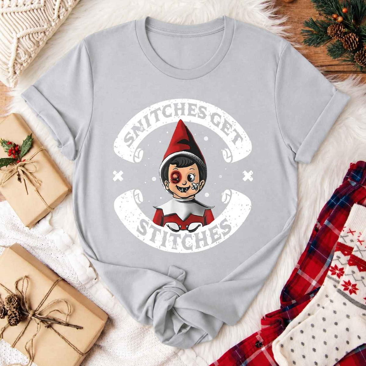 Snitches Get Stitches Christmas T-Shirt