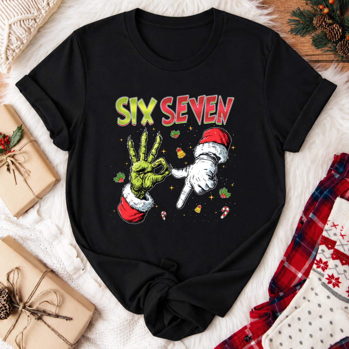 Six Seven Christmas T-Shirt - Black
