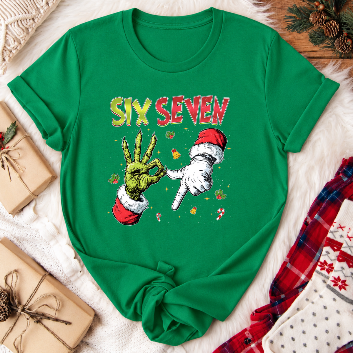 Six Seven Christmas T-Shirt - Kelly Green