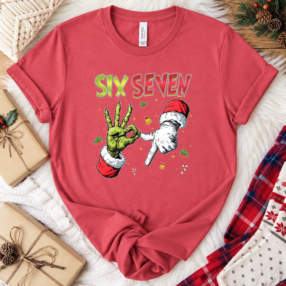 Six Seven Christmas T-Shirt - Vintage Red