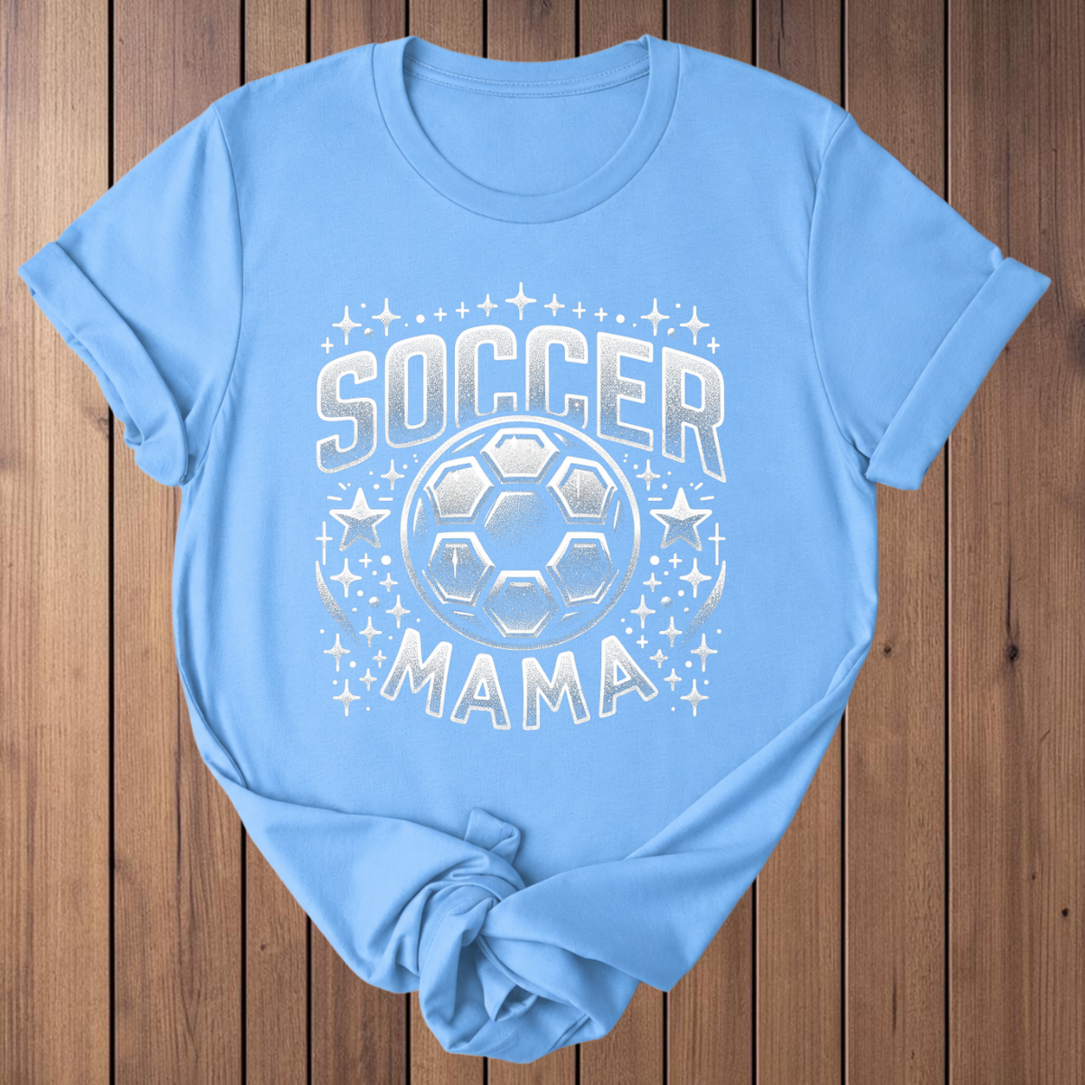 Soccer Mama Glitter T-Shirt - Carolina Blue