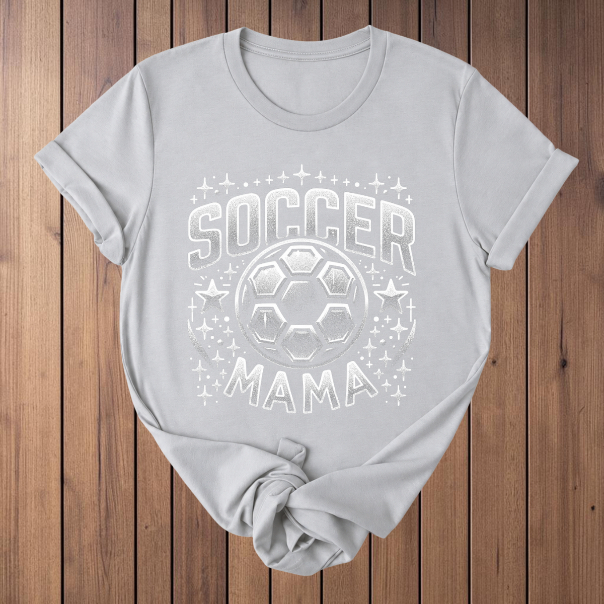 Soccer Mama Glitter T-Shirt - Silver