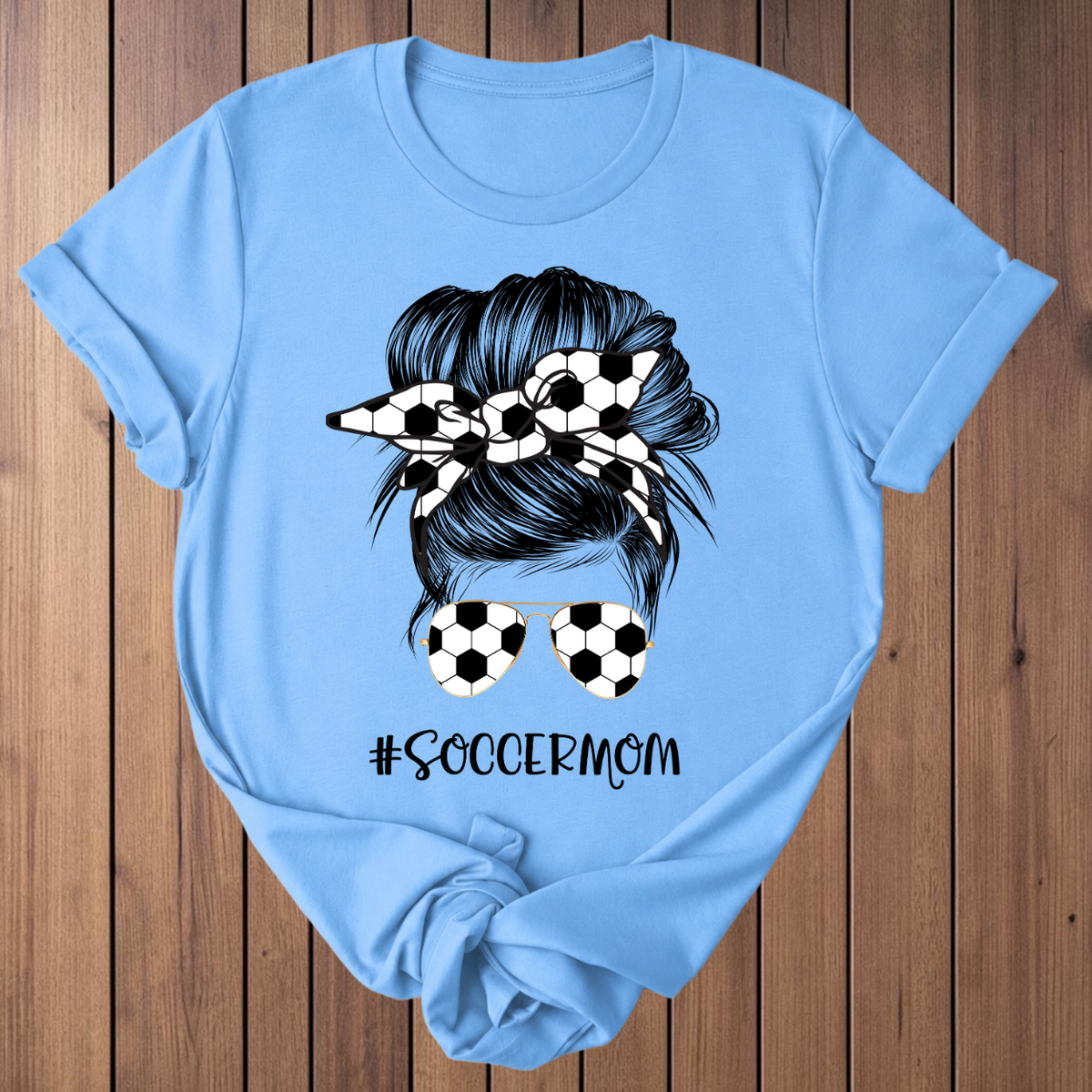 #SoccerMom Soccer T-Shirt - Carolina Blue